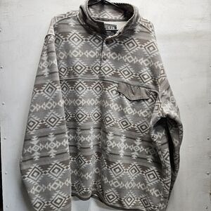 SOUTHERN GRIT Tan/Beige/Grey Aztec Print XXL Pullover Fleece Sweatshirt Jacket